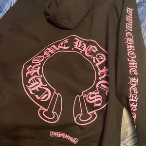 Pink and Black legit chrome heart hoodie